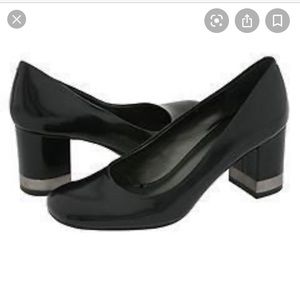 Nine West Black Block Heel Square Leather Pumps 🖤